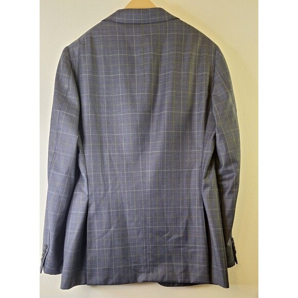 SARTORIA PARTENOPEA NAPOLI Men's 54L Sport Coat Blazer Wool Navy Check Business - Picture 2 of 16